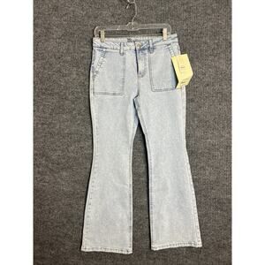 No Boundaries Womens Flare Jeans Size 6 Blue Light Wash High Rise Boho New